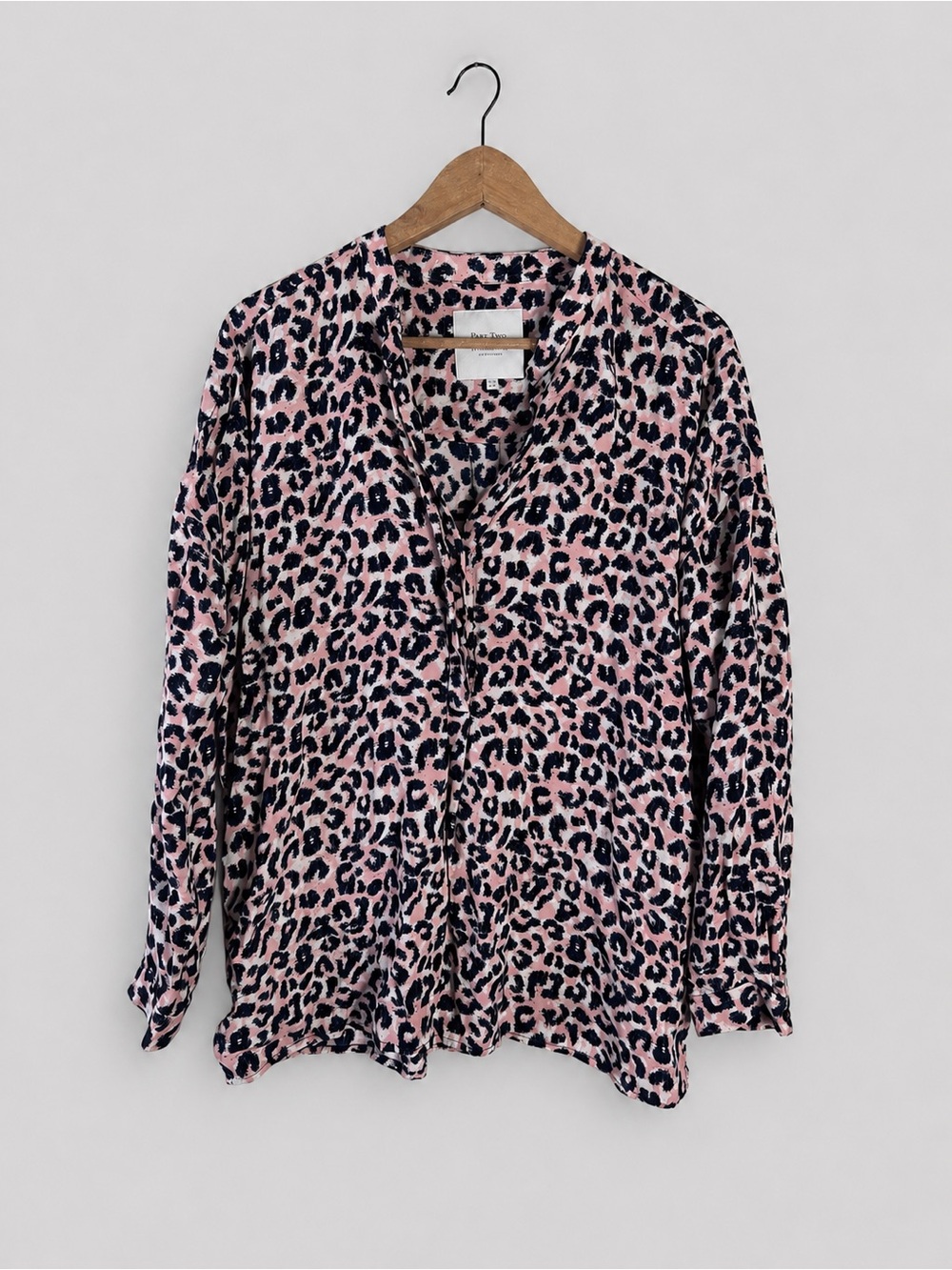 Part Two Pink Leopard Print Long Sleeve Blouse Top Size US 12